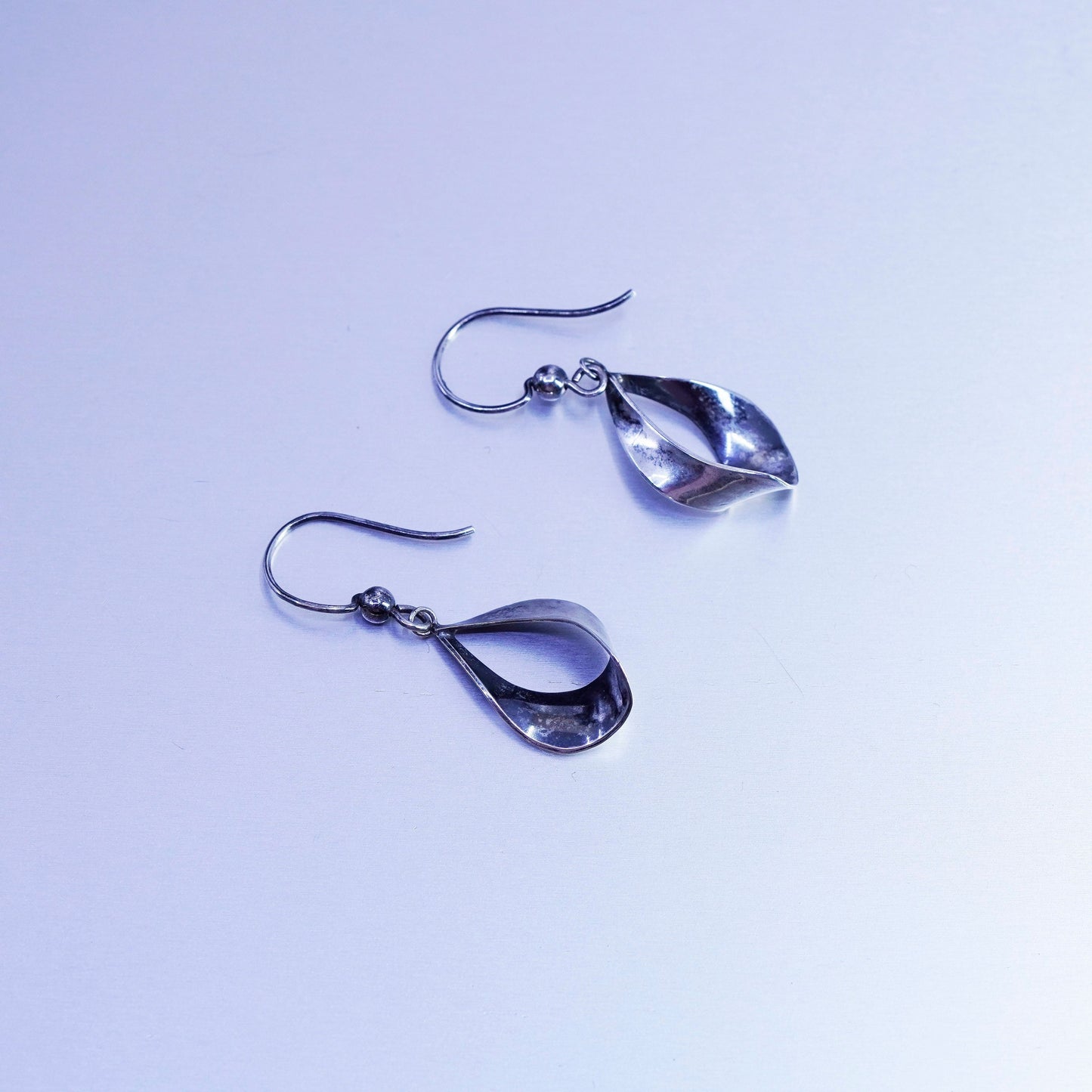 Vintage Mexico Sterling 925 silver handmade teardrop earrings