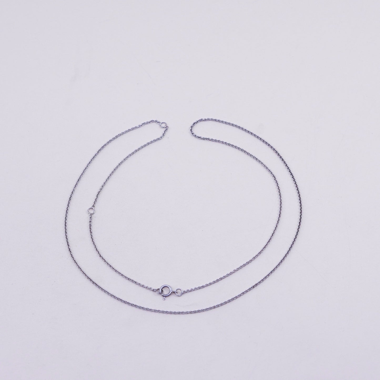 18+2” 1mm, vintage sterling silver necklace, 925 circle chain