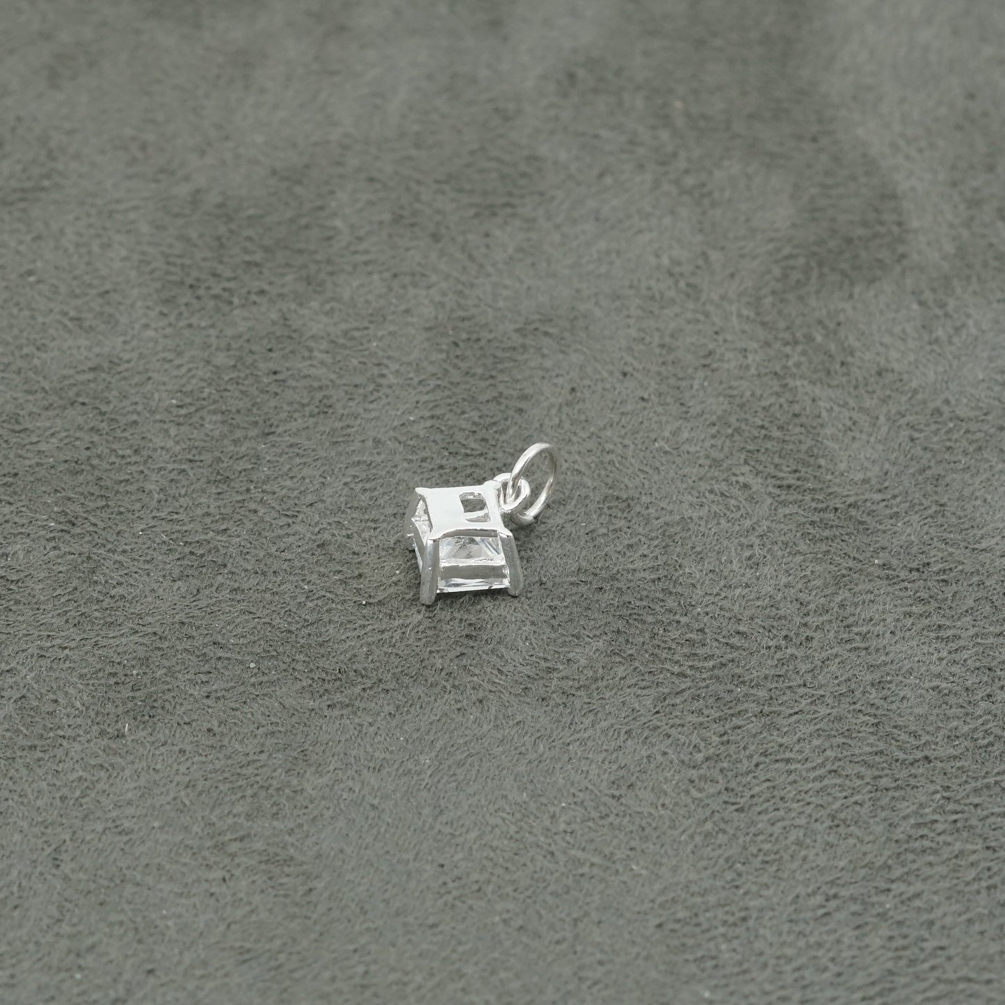 vtg Sterling silver handmade pendant, 925 charm w/ cz