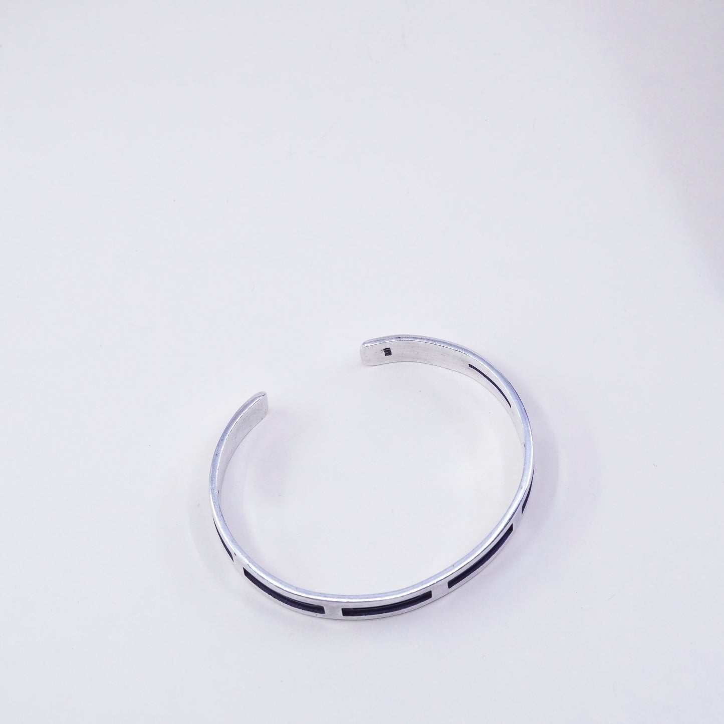6.75”, vtg sterling silver cuff, handmade 925 bracelet, Modern polished cuff