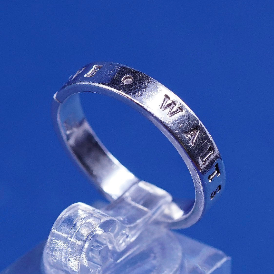 sz 8.75, vtg BSA Sterling silver prayer ring, 925 band "true love waits