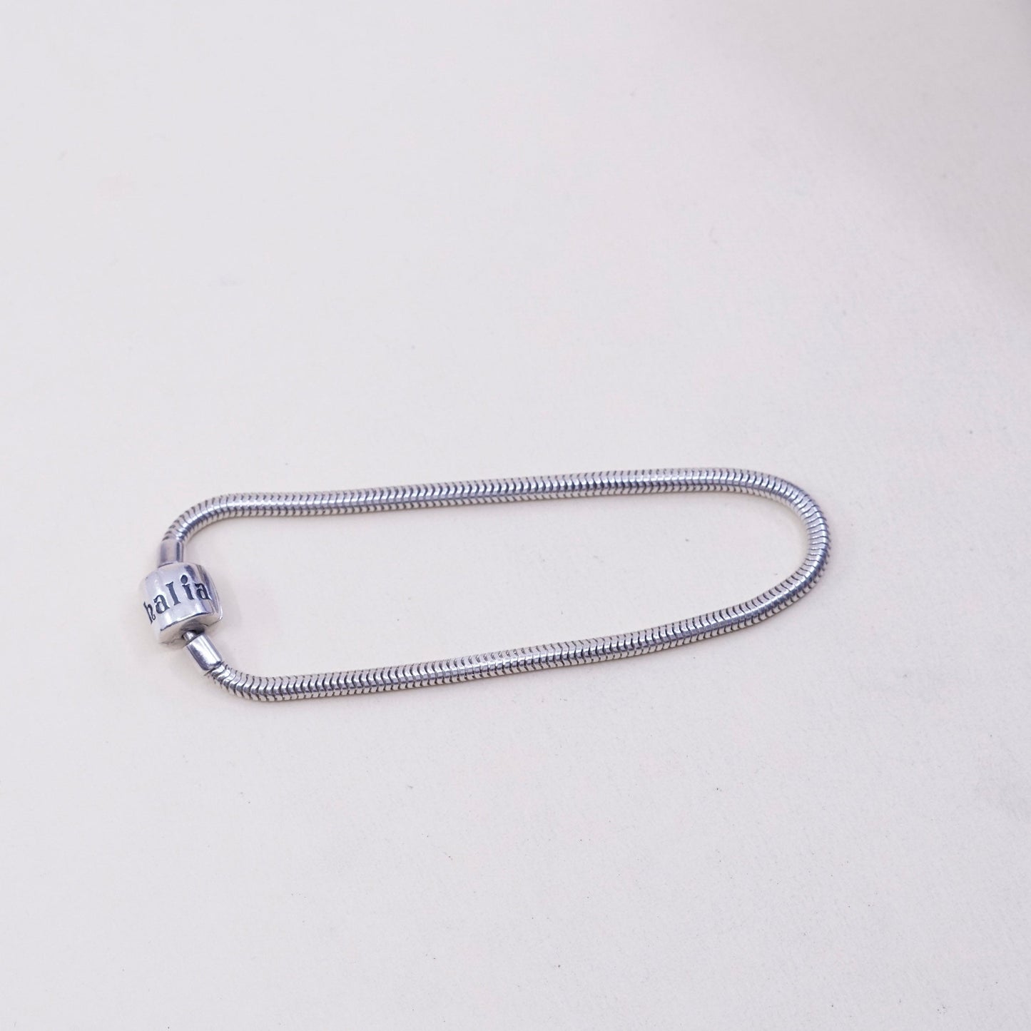 7.25”, 3mm, vintage Italy halia Sterling 925 silver bracelet, bold snake chain