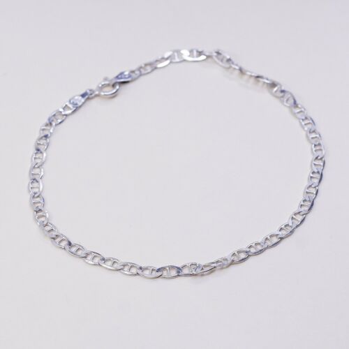8.75”, 4mm, vtg Sterling silver bracelet, Solid 925 Italy Silver anchor chain