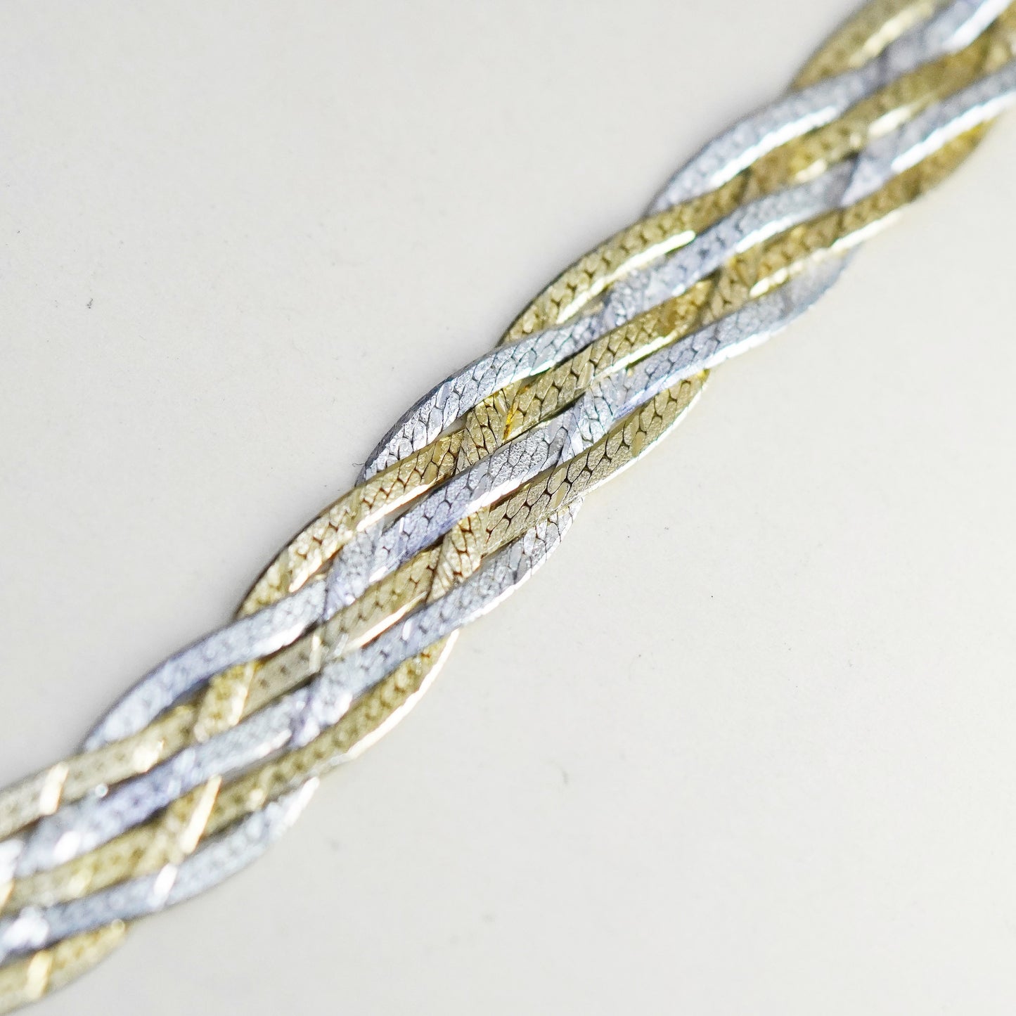 18”, gold filled sterling silver necklace, 925 woven braided herringbone chain