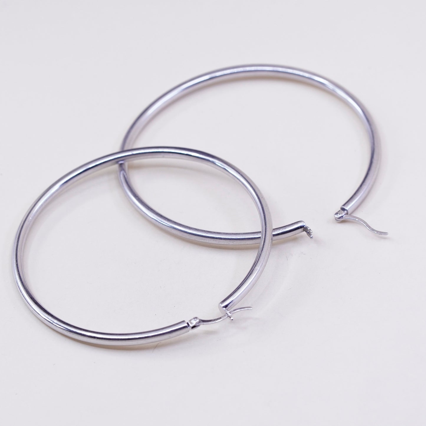 2.5”, vintage ATI sterling silver handmade earrings, 925 huge textured hoops