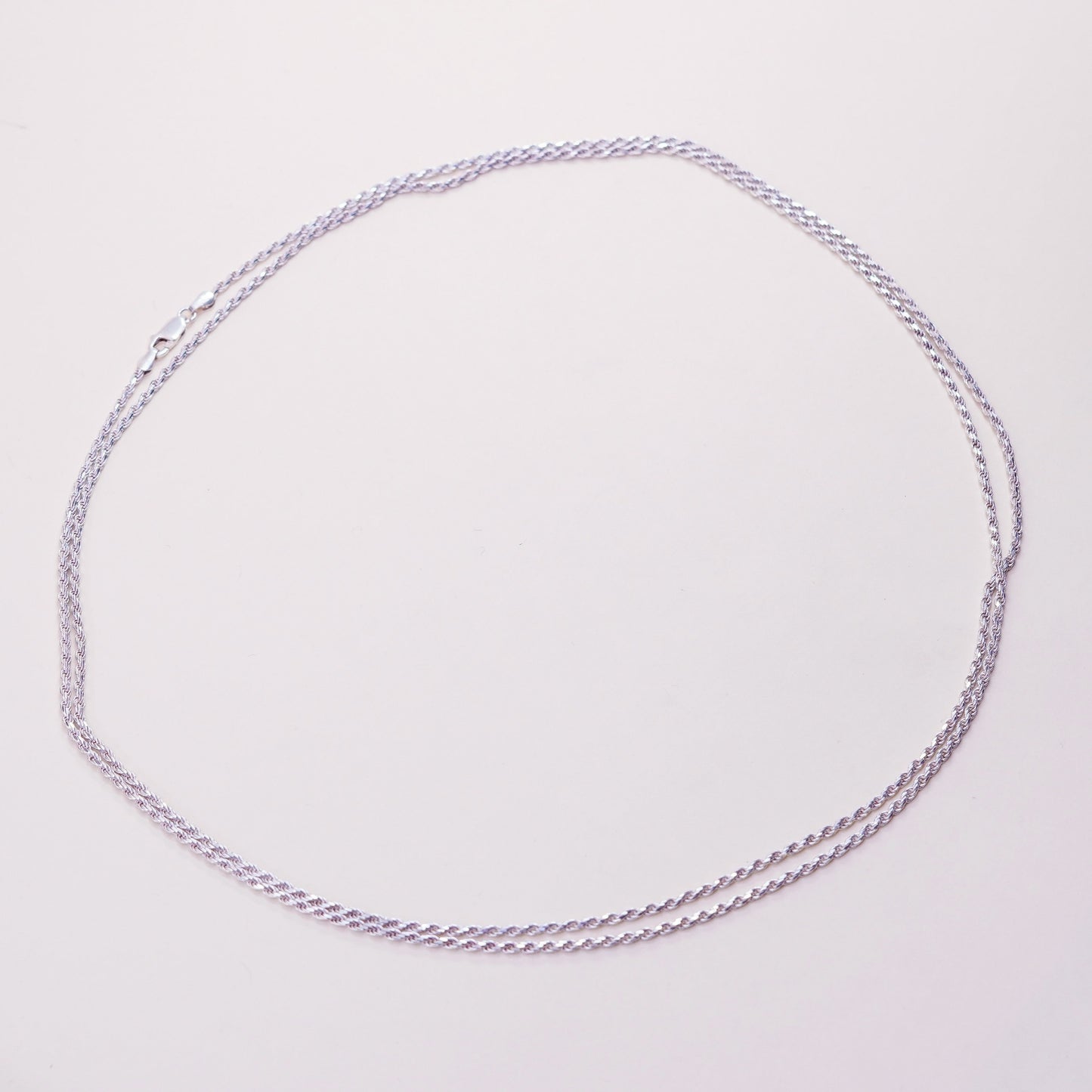 48”, Vintage italy sterling silver diamond cut rope chain, Italian 925 necklace