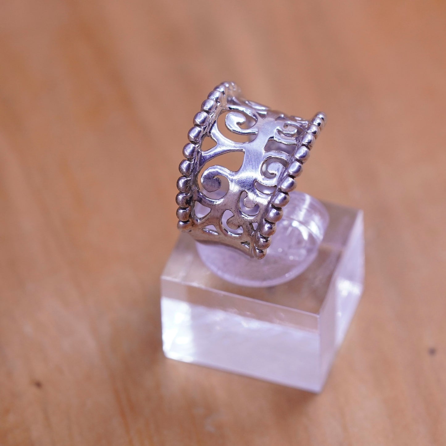 Size 6.5, Sterling silver handmade ring, southwestern, 925 filigree swirl band