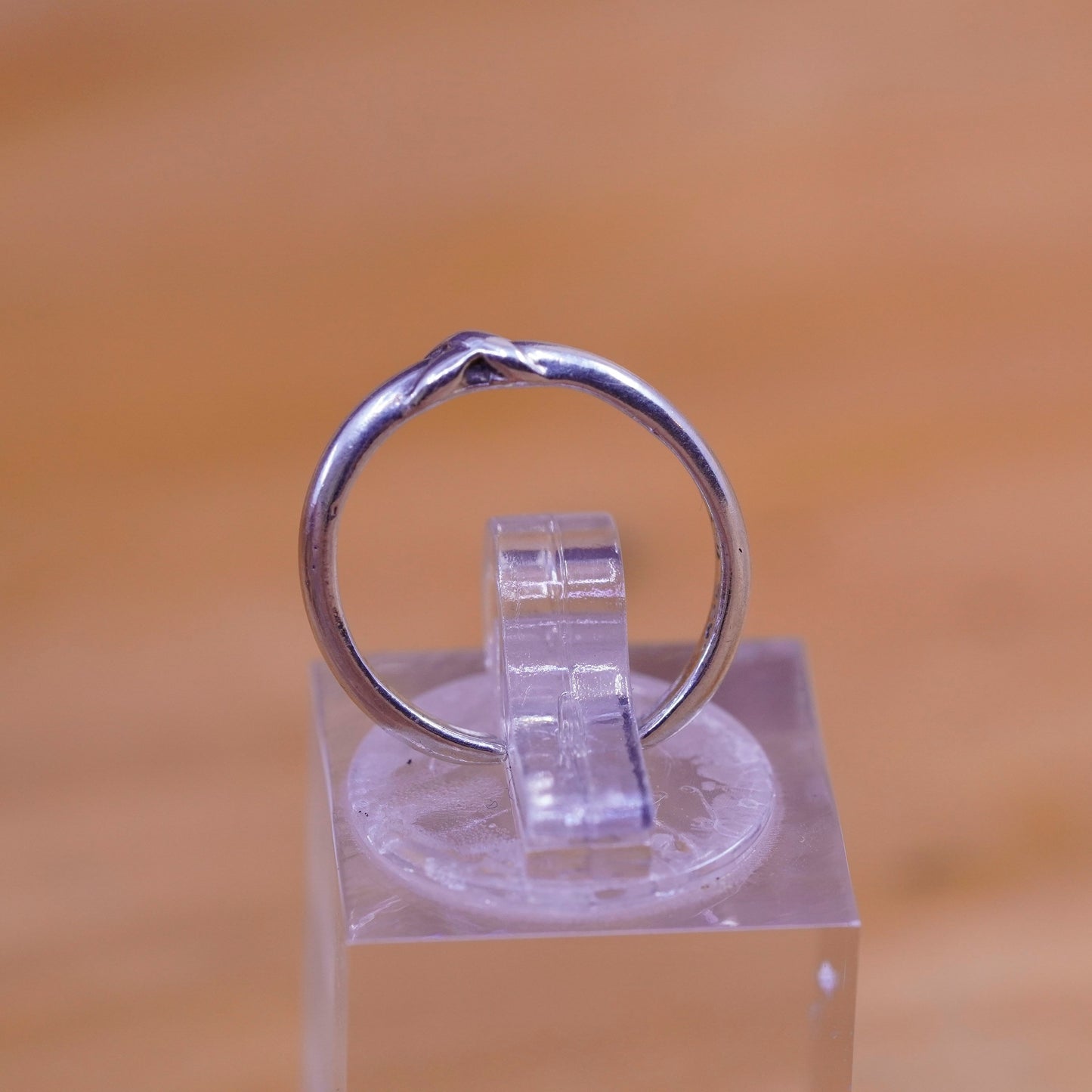 Size 3, vintage Sterling silver prayer ring, 925 open band with cross