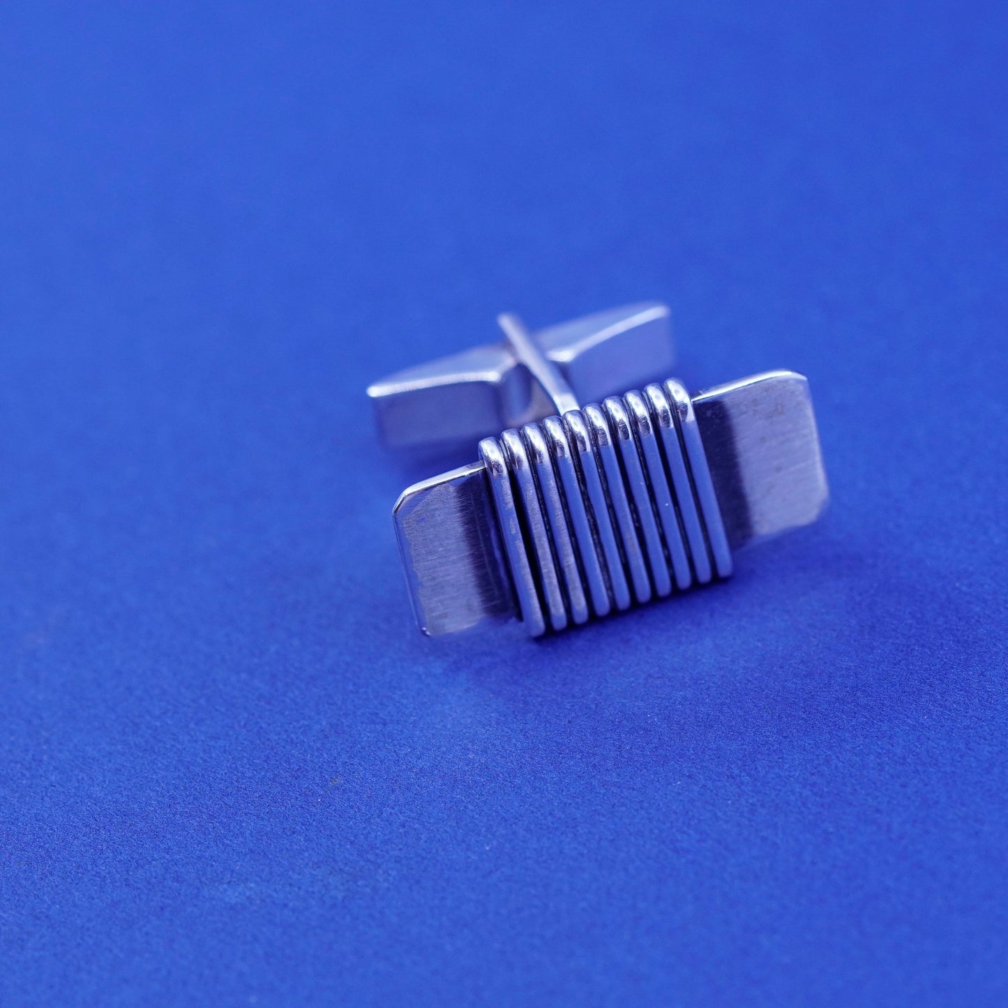 Vintage Orb sterling silver Handmade cufflinks, rectangular 925 cuff links