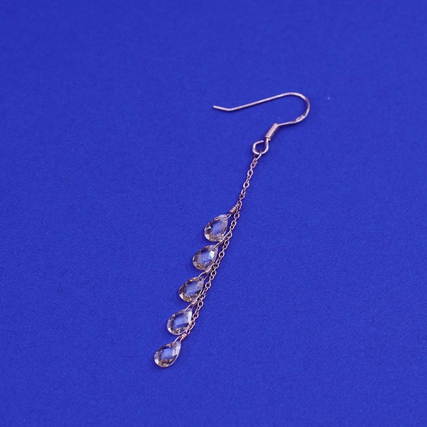 vermeil rose gold Sterling 925 silver earrings with cluster teardrop crystals
