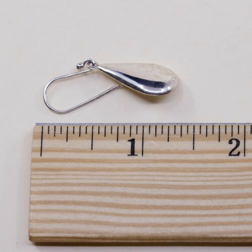 Vtg Sterling 925 Silver Handmade Puffy Teardrop Shaped Earrings, Stamped 925