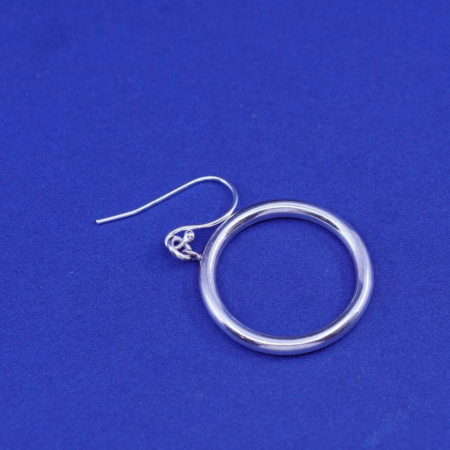 Vintage sterling silver handmade earrings, 925 circle dangles