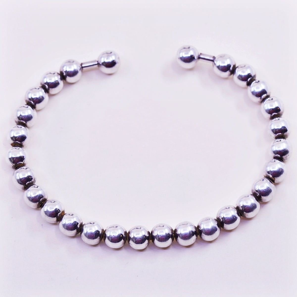 6.75”, vintage sterling silver contemporary handmade bracelet, 925 cuff beads