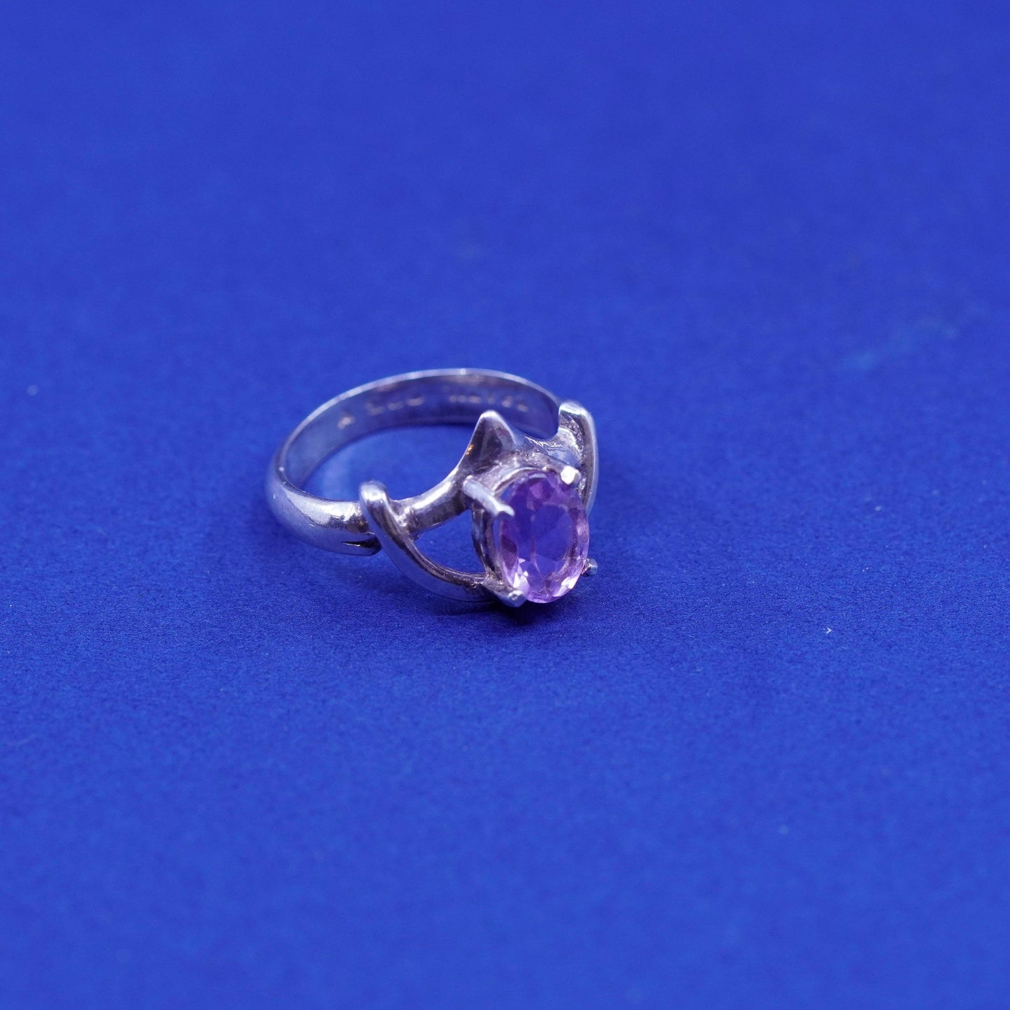 Size 5.75, vintage Brazil Sterling 925 silver handmade ring with amethyst