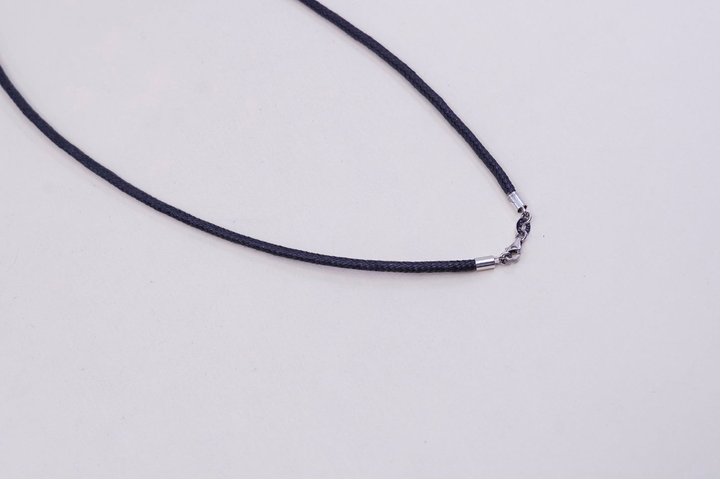 18”, Vtg Sterling 925 Silver Clasp W/ black linen Necklace