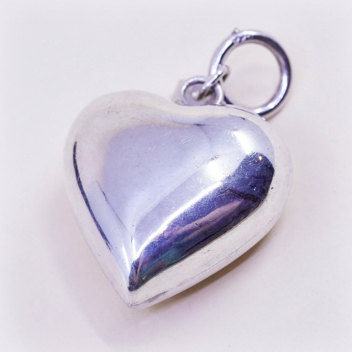 Vintage Mexico handmade sterling silver puffy heart, 925 pendant
