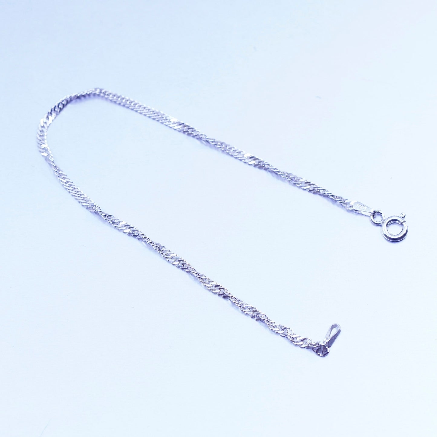 7.25”, Vintage Italy Sterling 925 silver handmade bracelet, twisted curb chain