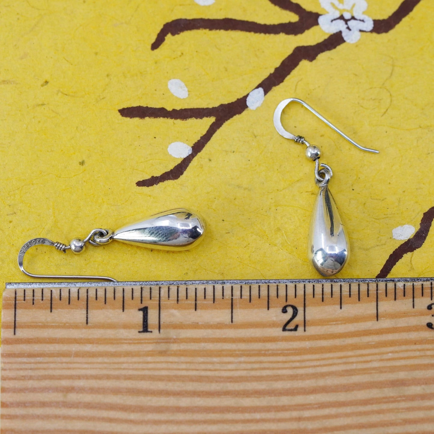 Vintage Sterling silver handmade earrings, 925 teardrop drops