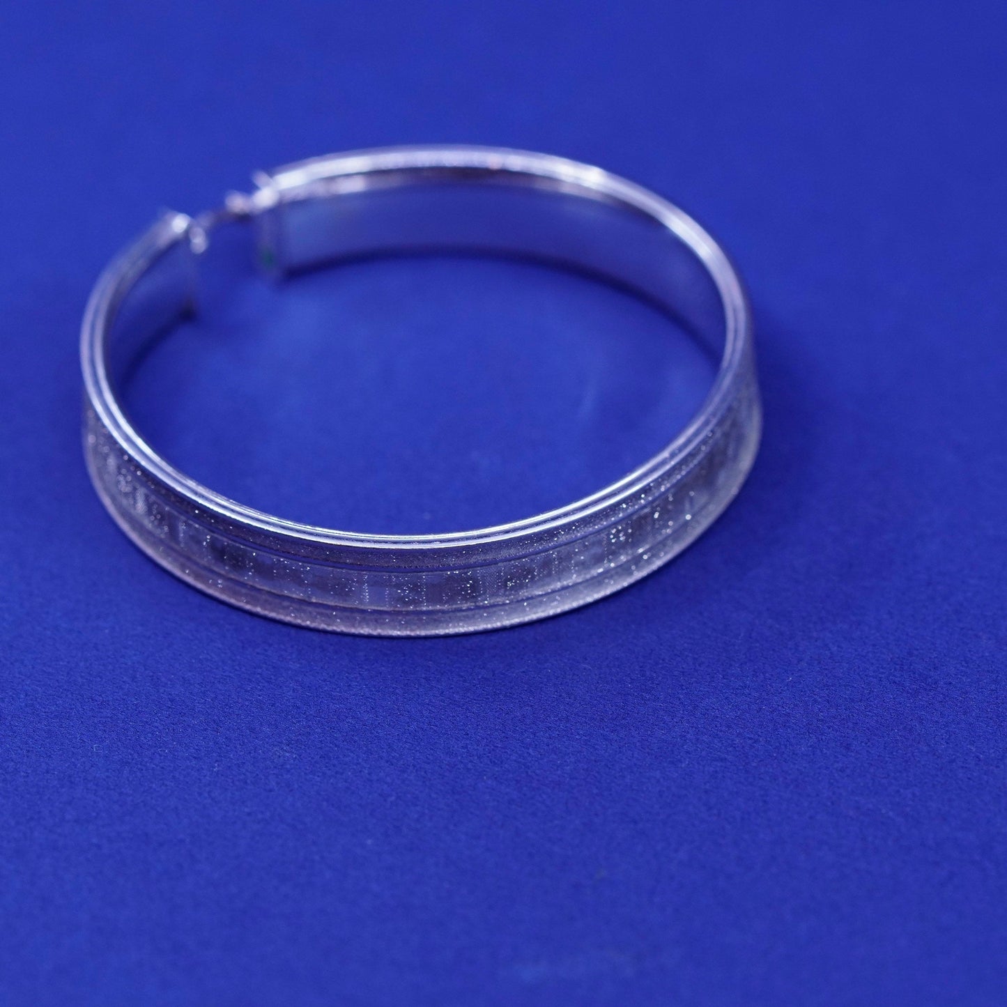 1.75”, vtg Italy Sterling 925 silver handmade hoop glittering earrings, huggie