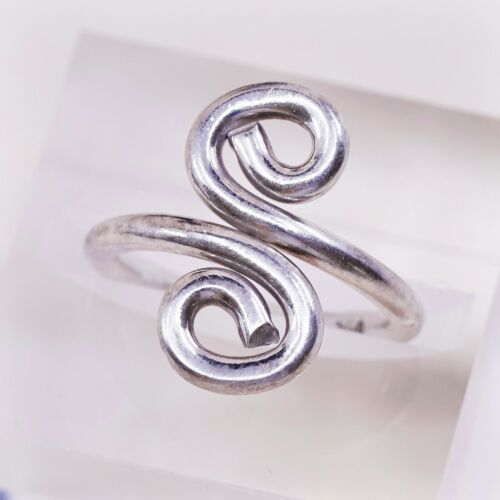 Size 6.5, Sterling Silver Handmade Ring, 925 swirl Band, Stamped 925