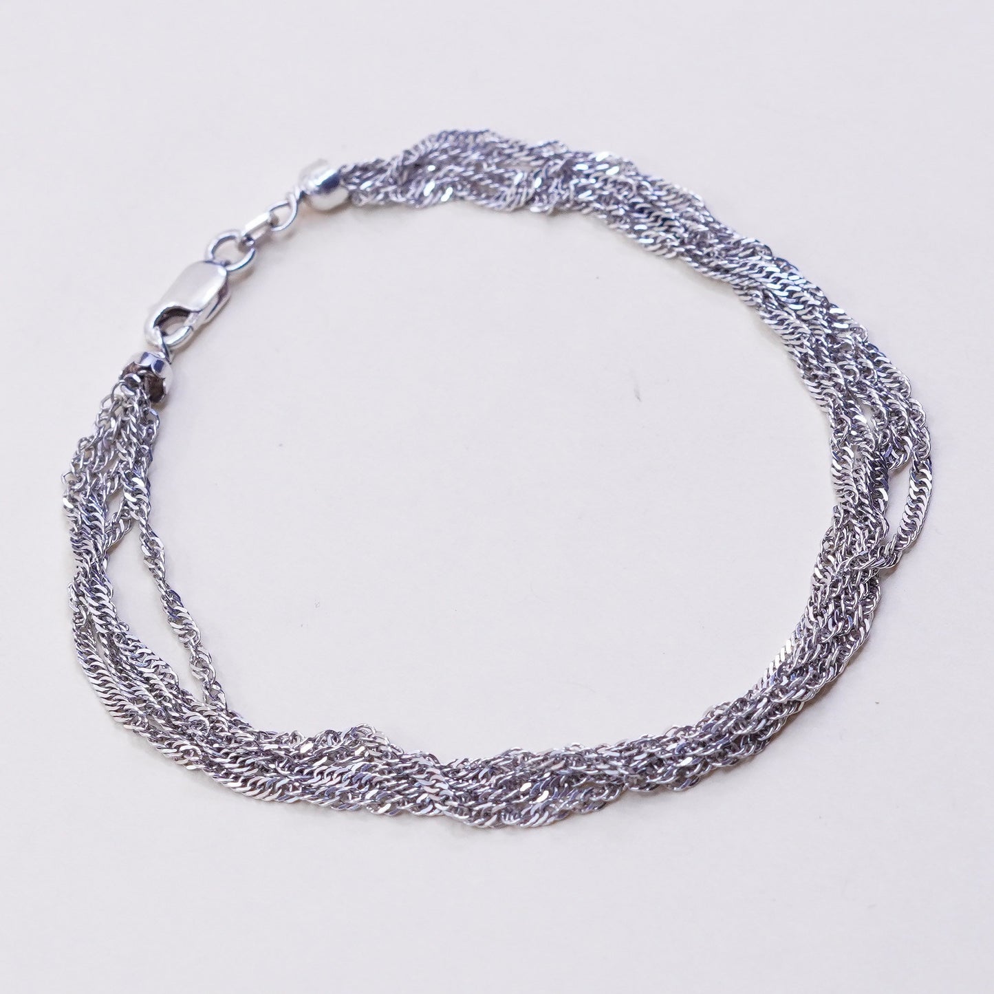 8”, JCM italy multi strands sterling silver bracelet, 925 twisted curb links