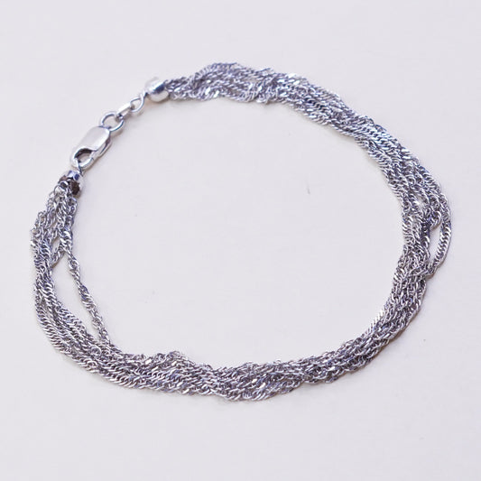 8”, JCM italy multi strands sterling silver bracelet, 925 twisted curb links