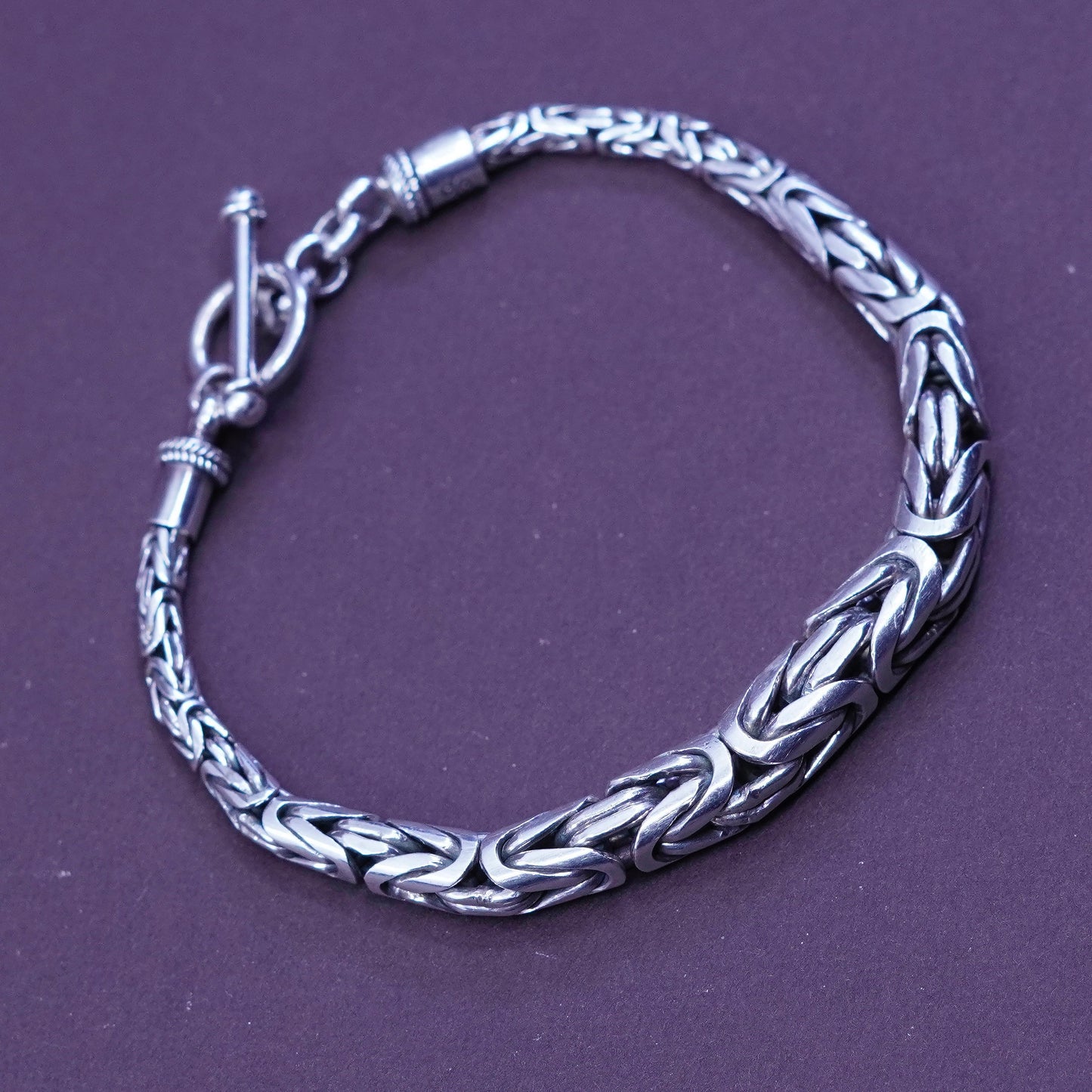 6.75”, vintage graduated Sterling silver bracelet, 925 Byzantine birdcage chain