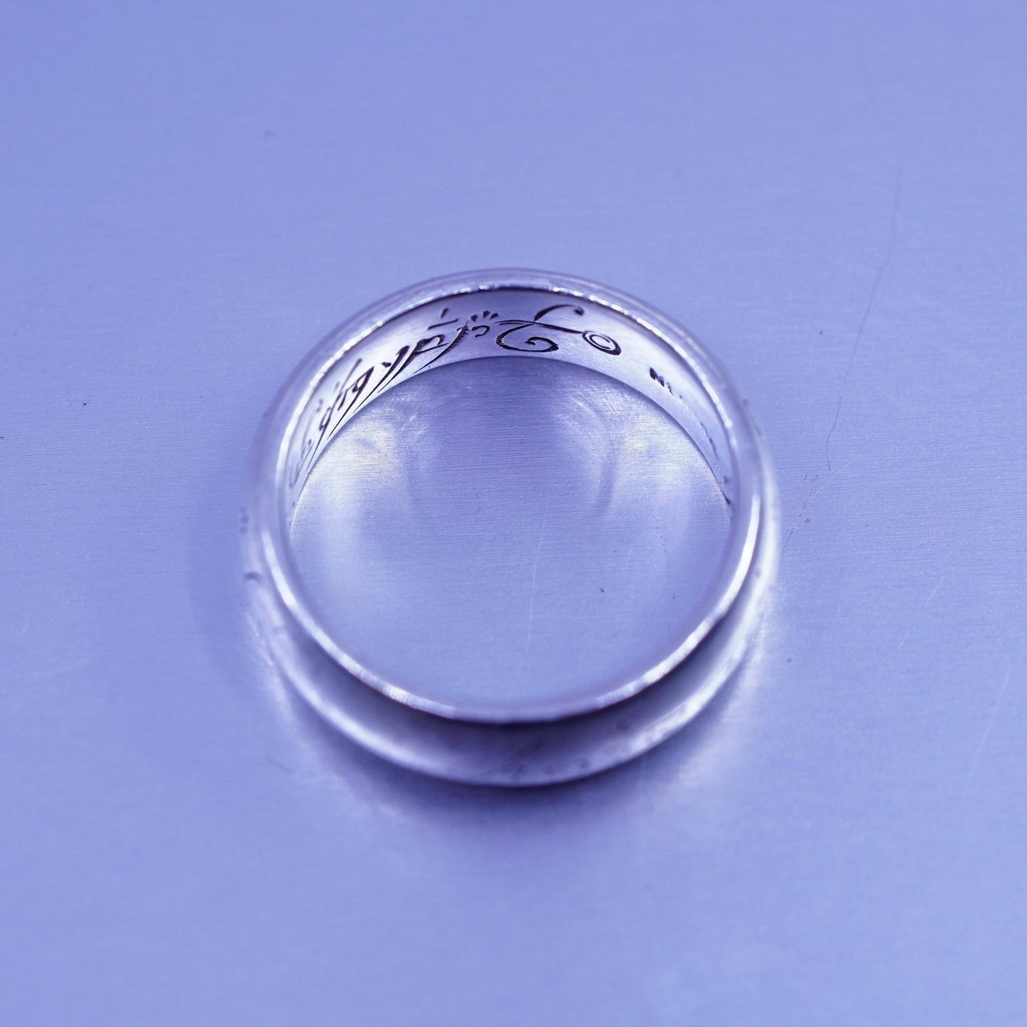 sz 5.25, southwestern Sterling 925 silver inspirational ring, band embossed