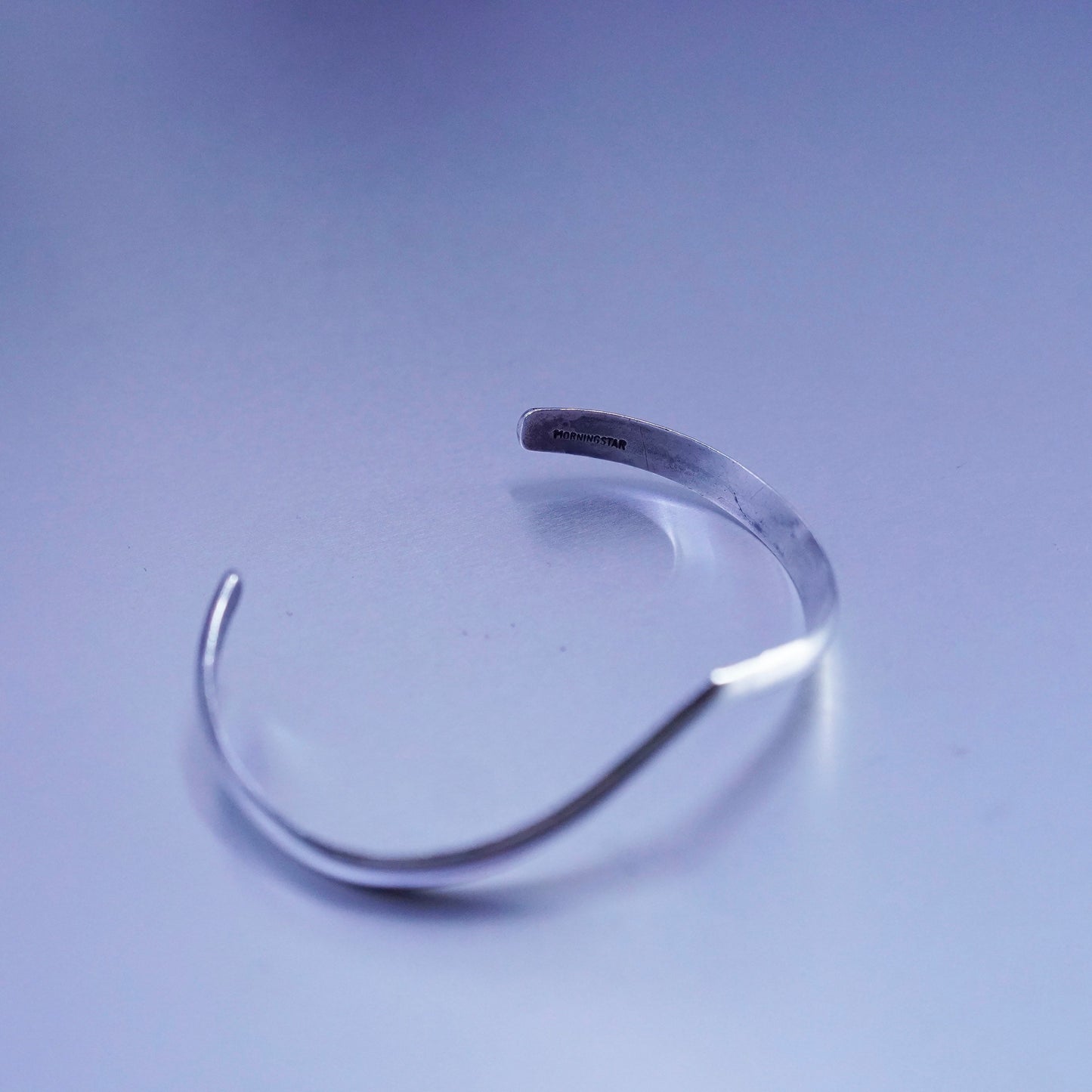 6.5”, Native American Morningstar Sterling 925 silver handmade bracelet, v cuff