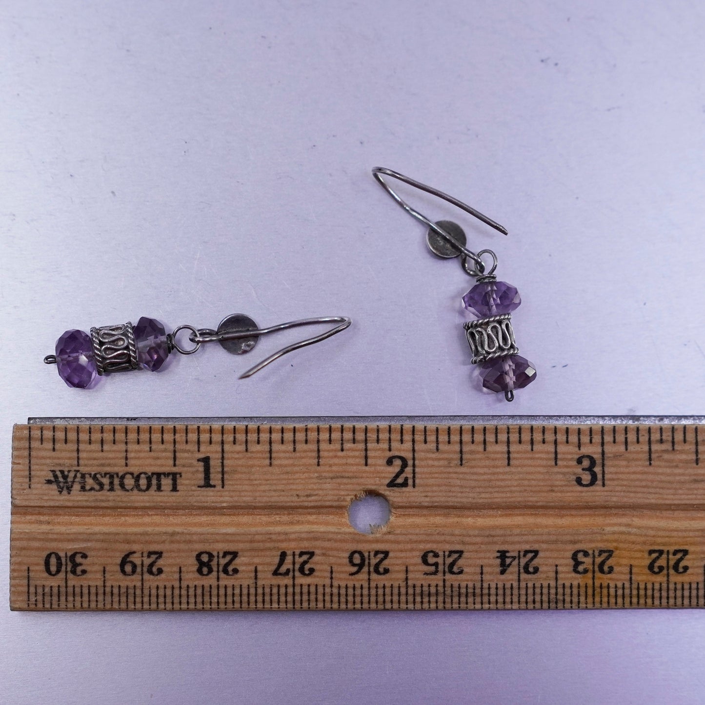 Vintage Sterling 925 silver earrings with amethyst beads