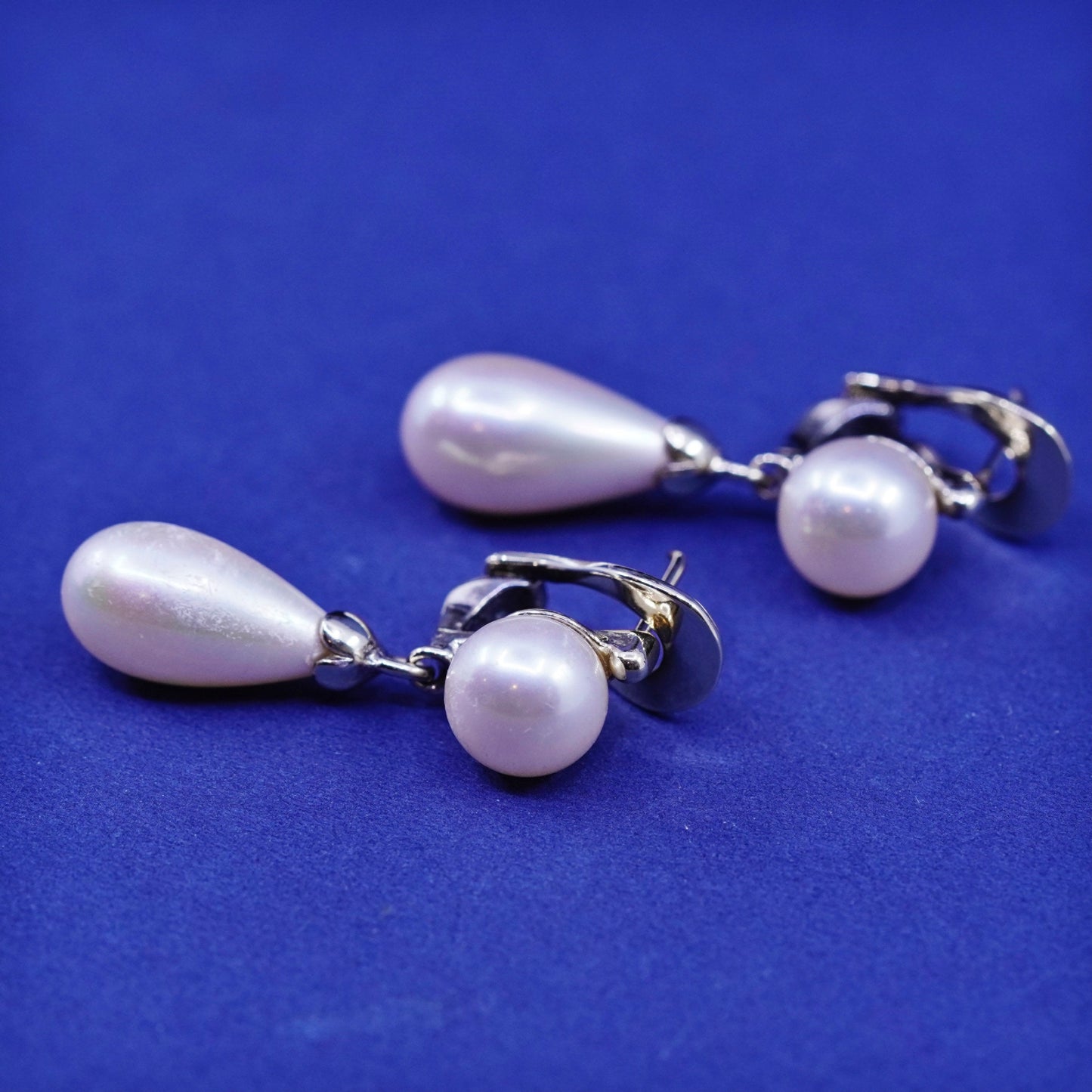 majorica antique vermeil gold over Sterling 925 silver earrings faux pearl