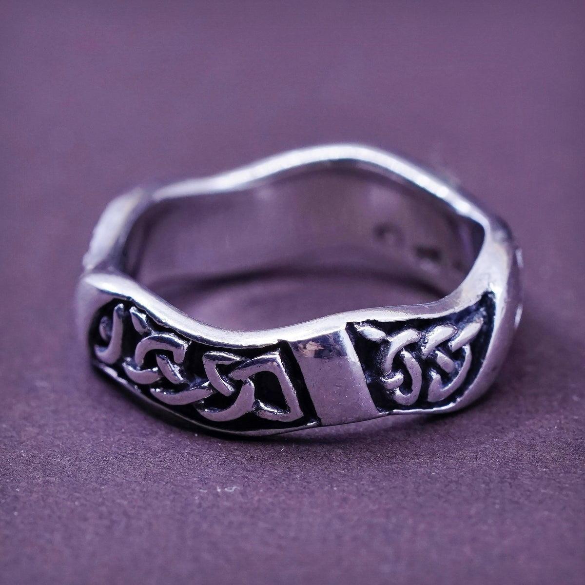 Size 8.75, vintage PCSL Sterling silver handmade ring, 925 braided woven band