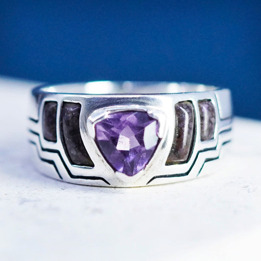 Size 7, southwestern CAROLYN POLLACK RELIOS Sterling 925 silver ring amethyst