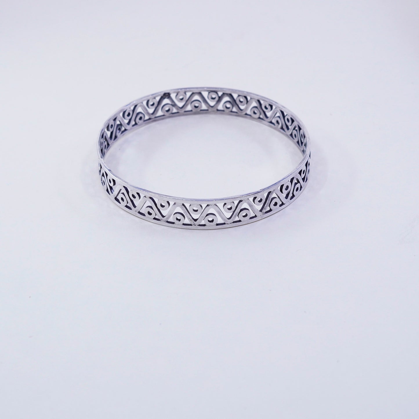 8”, vintage Taxco sterling silver handmade bracelet, 925 bangle with filigree