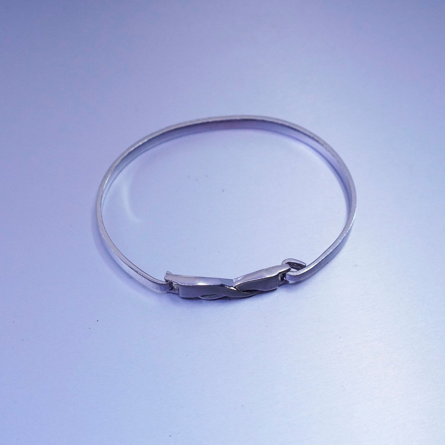 6.5”, Judith Jack Sterling 925 silver handmade bracelet, hinged bangle diamond