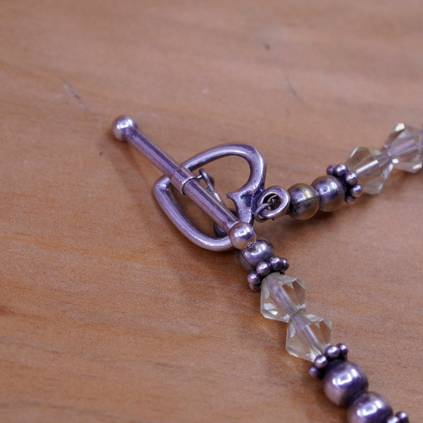 7”, Sterling 925 silver bracelet amethyst beads “courage cubes and ribbon charm