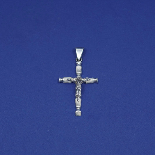 Vintage Sterling silver handmade pendant, 925 cross with Relief Jesus