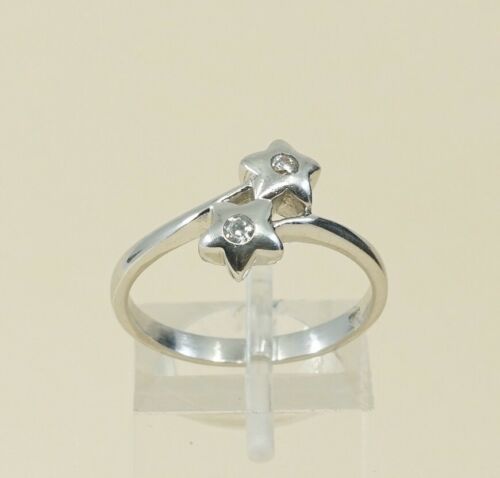Sz 8.25, Sterling Silver Ring, 925 Silver Ring W/ Crystal stars