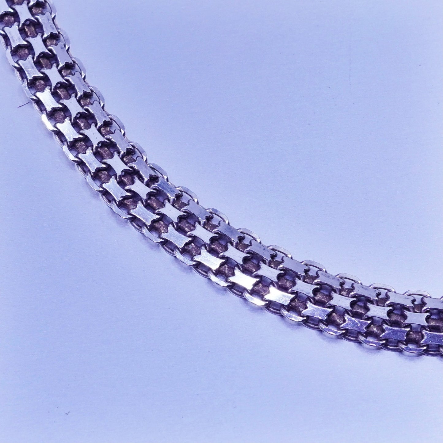 16” 8mm, Italy Milor Sterling 925 silver handmade flatten wide nugget necklace