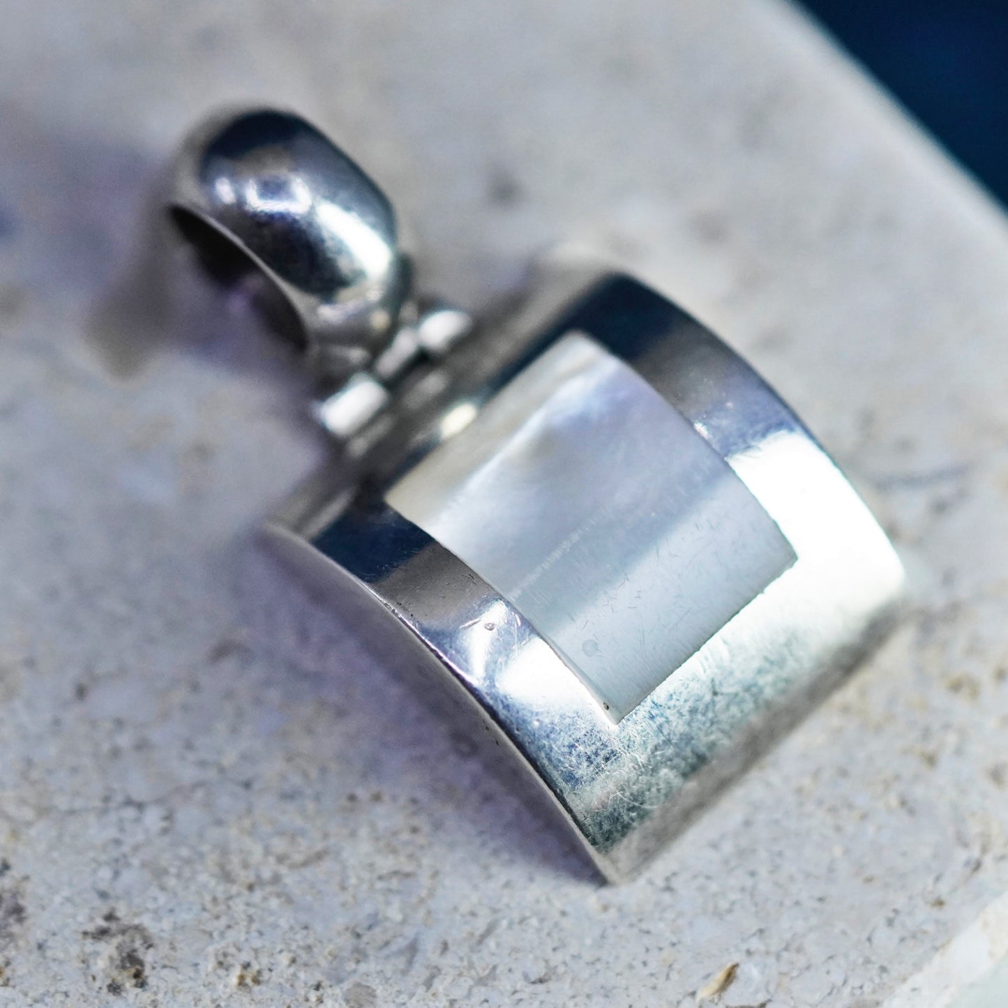 Vintage Sterling silver 925 handmade pendant with mother of pearl inlay