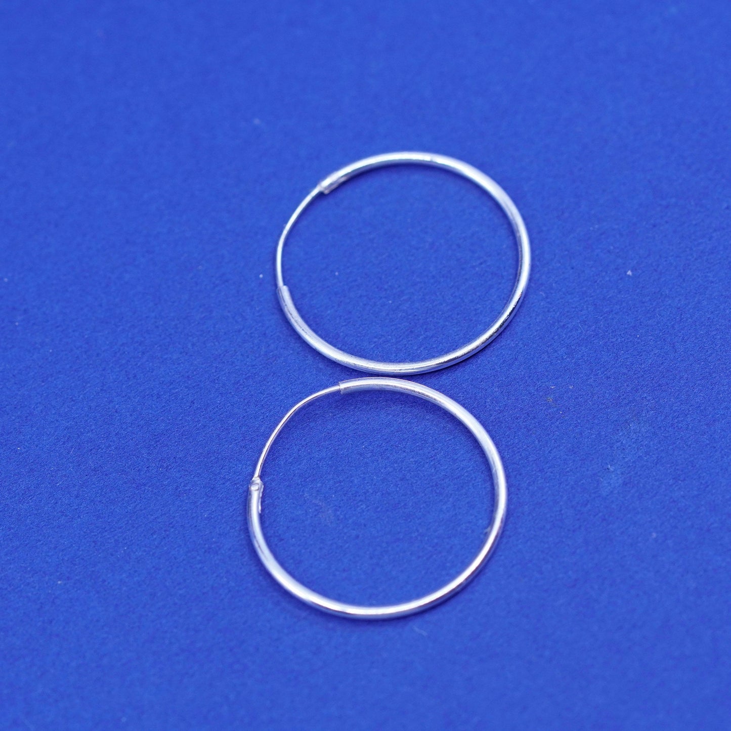 0.75”, vintage Sterling silver handmade hoop earrings, Modern 925 huggie
