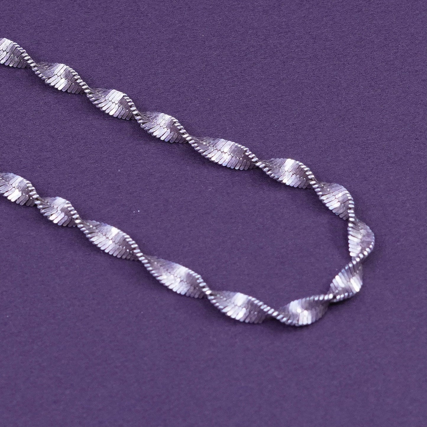 20”, vermeil gold over Sterling silver necklace, 925 twisted herringbone chain
