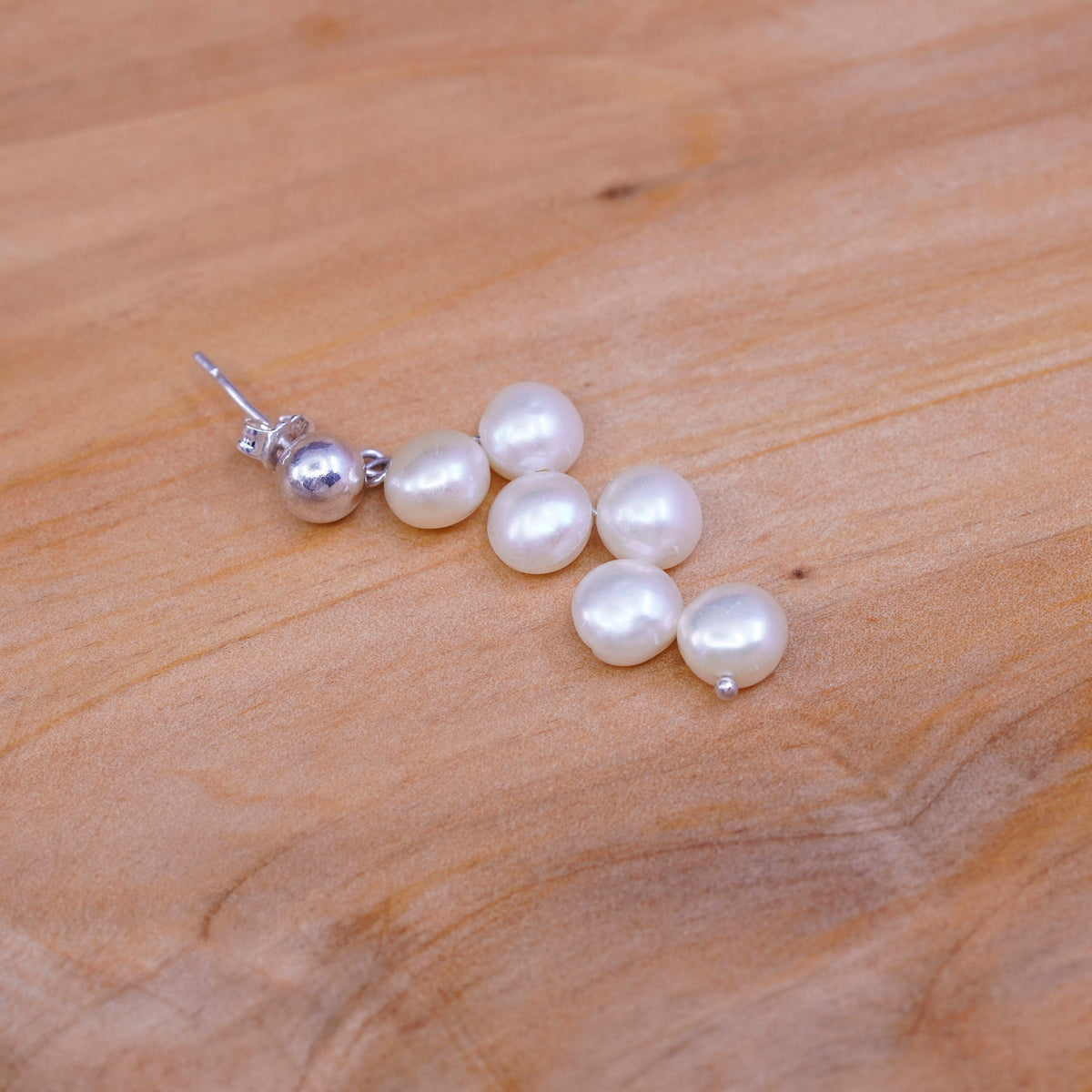 Sterling silver handmade earrings, 925 studs with pearl drops