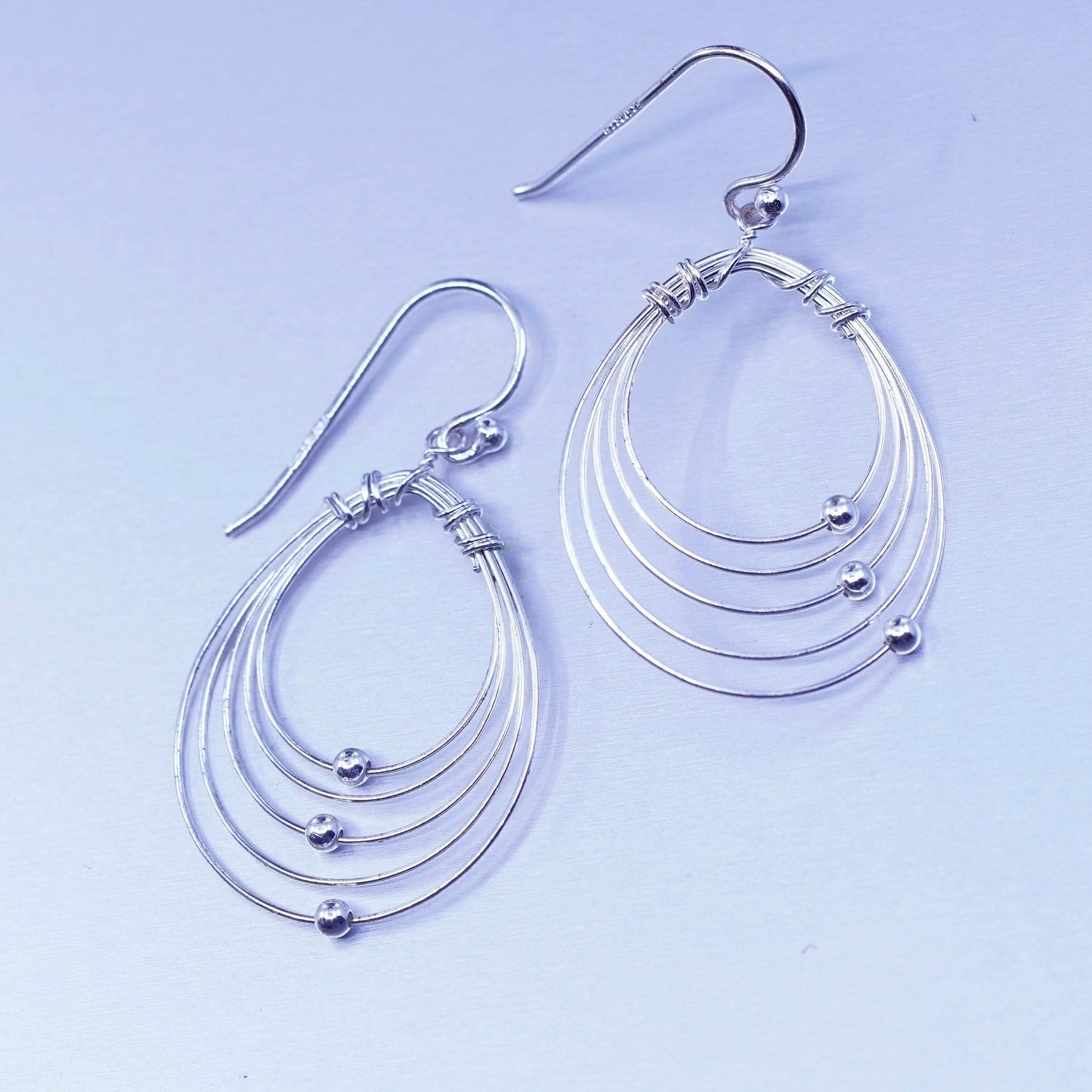 Vintage Italian Sterling 925 silver filigree teardrop earrings with beads