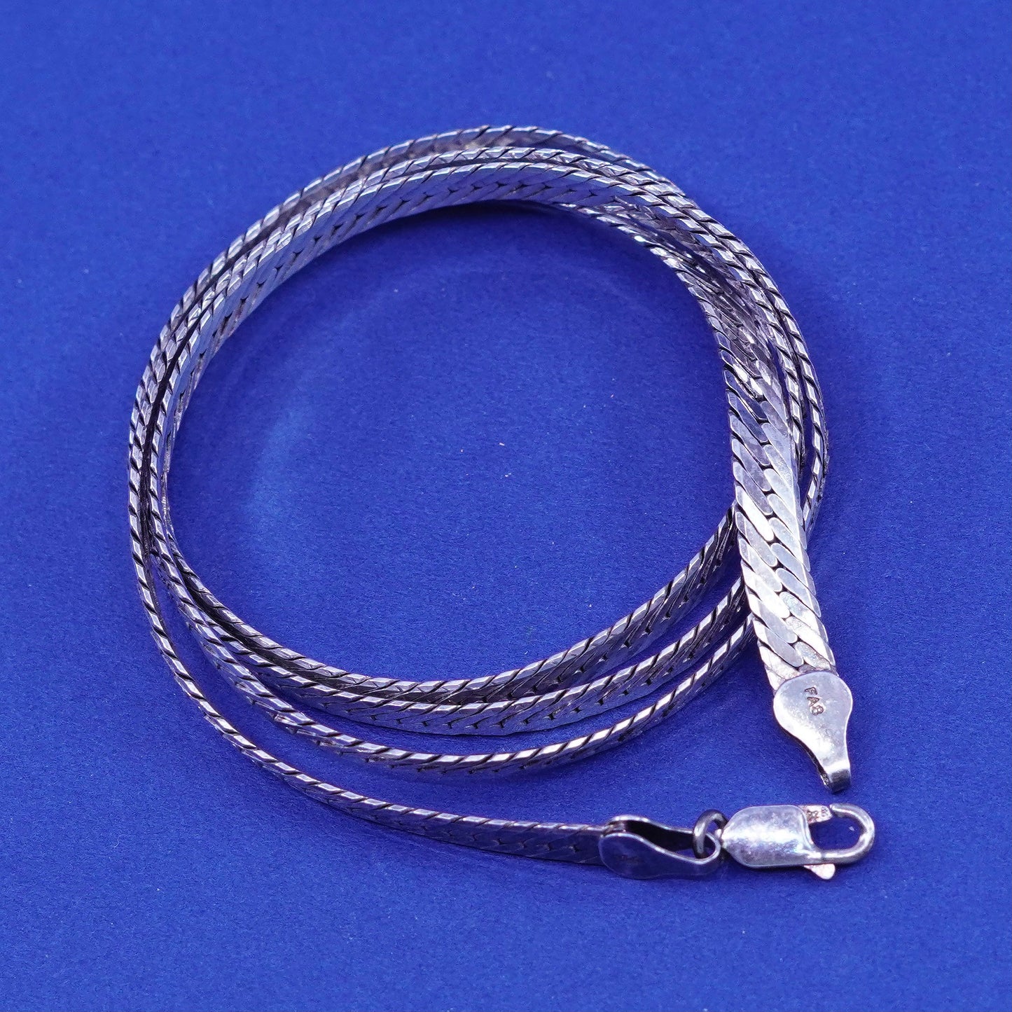 24”, 6mm, vintage Sterling silver handmade necklace, 925 herringbone chain