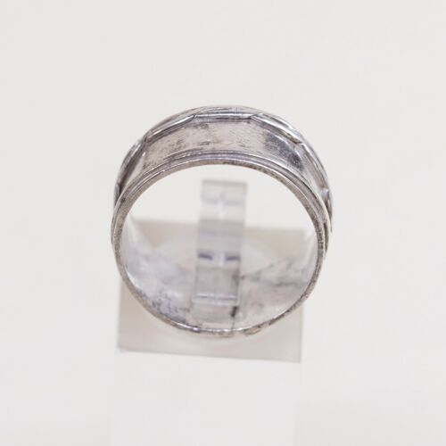 Size 9, Vtg Sterling Silver Handmade Ring 925 Silver Band w/ Cable Embossed