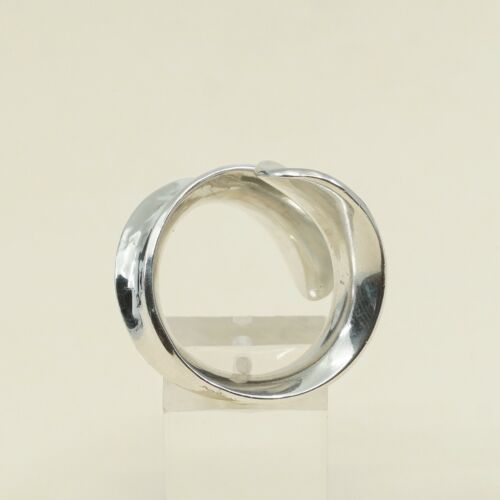 Size Adjustable, Vtg Ribbed Sterling Silver Handmade Ring W/ Hammered Texture