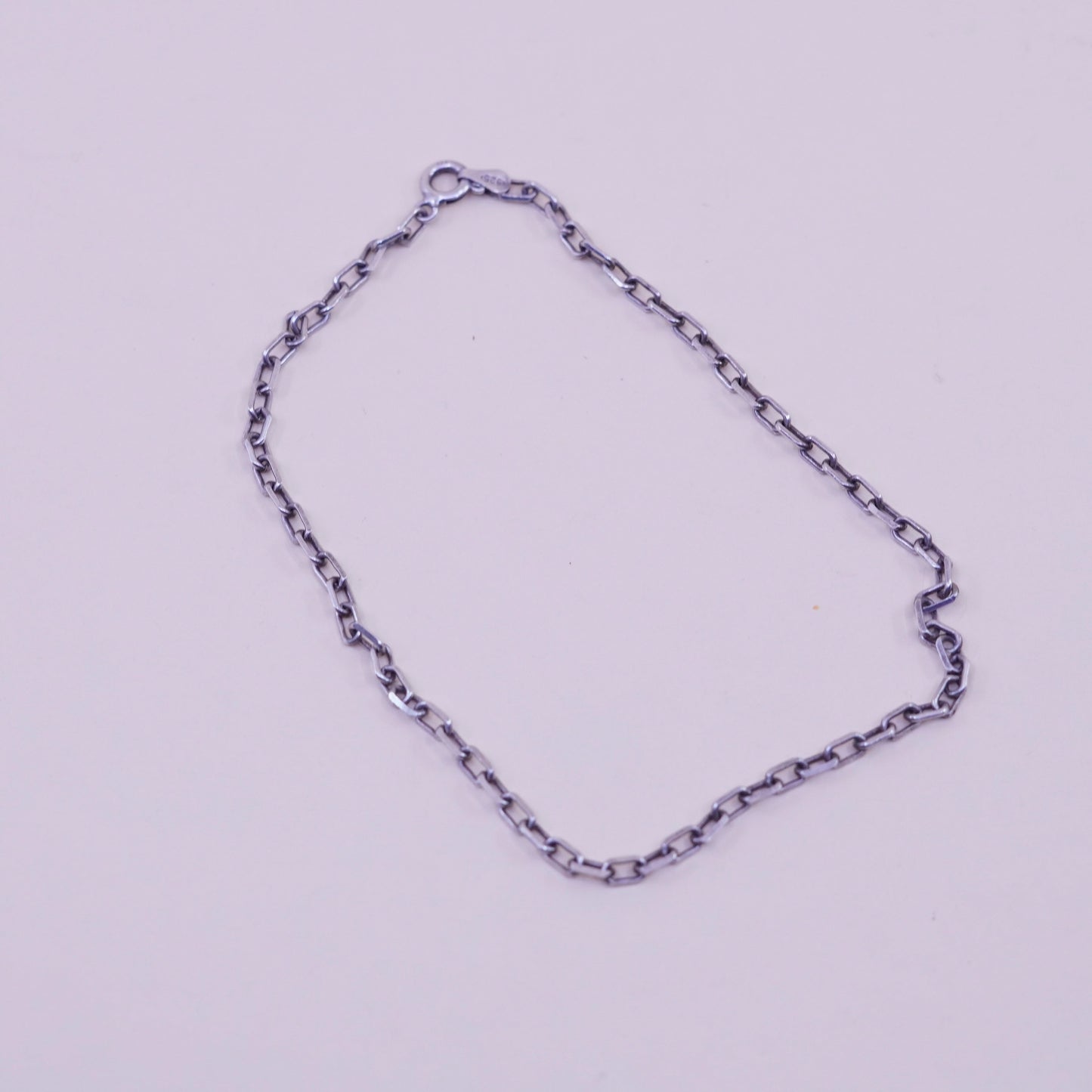 10.25”, sterling silver handmade bracelet, 925 oval elongated link chain anklet