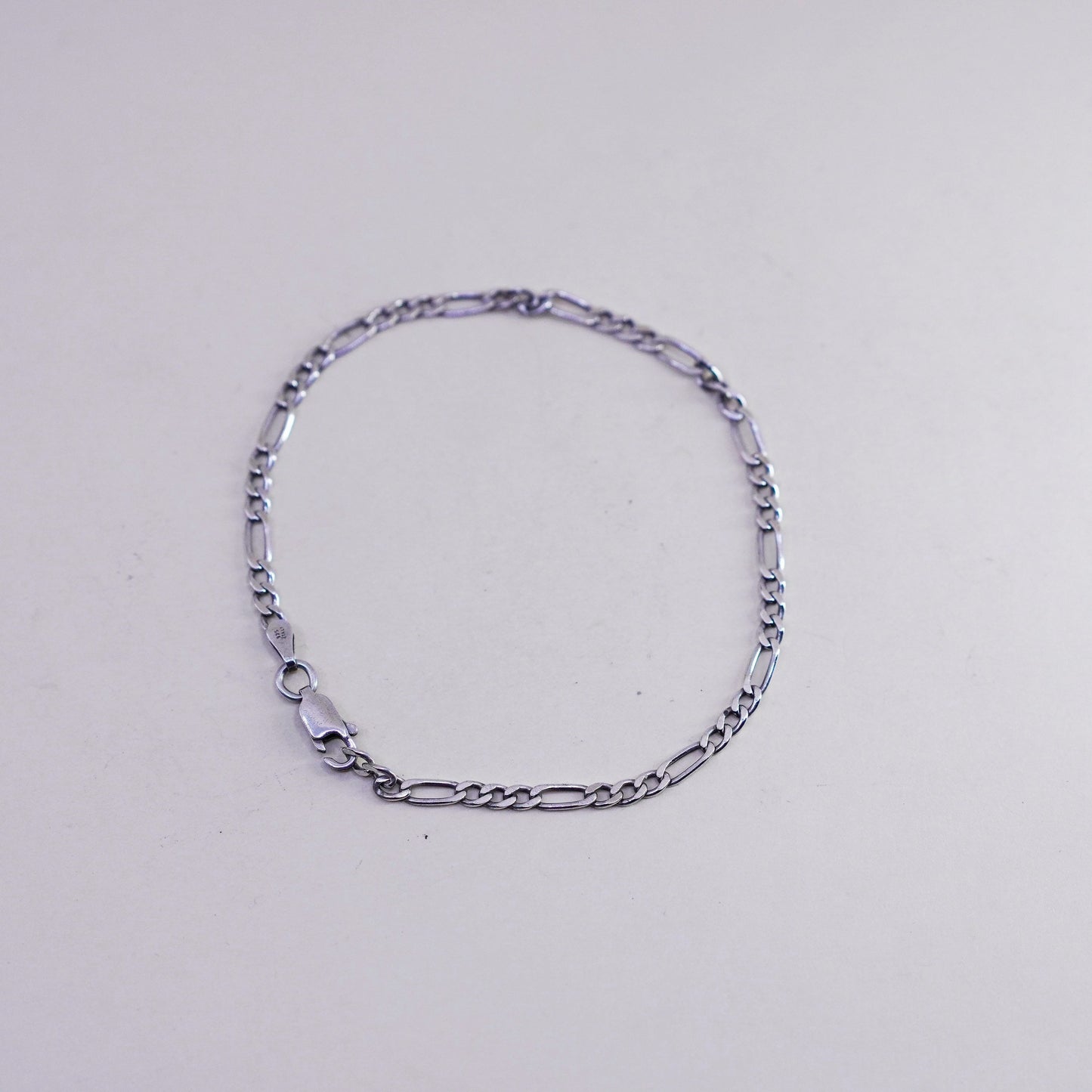 7.5”, 2mm, Vintage sterling 925 silver flatten curb bracelet