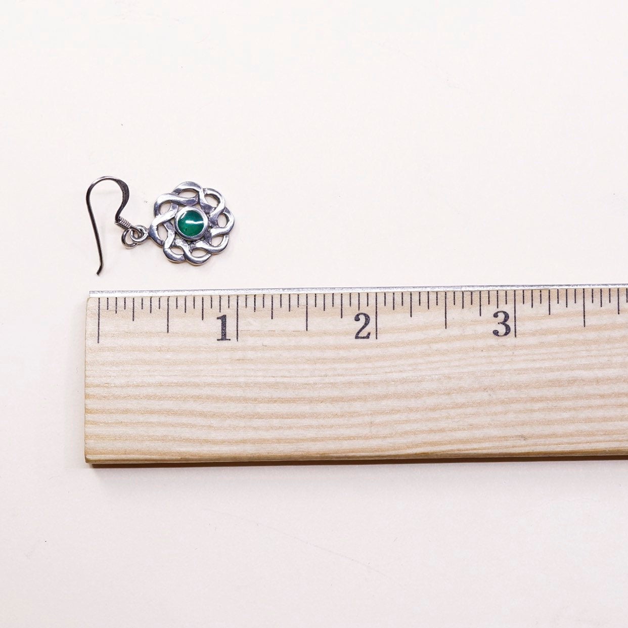 Irish Sterling silver handmade earrings, 925 whirl waves dangles n jade